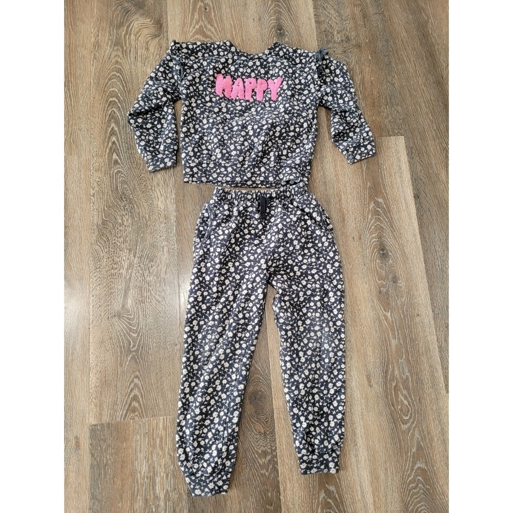 Jessica Simpson Girls 6X Floral Sweatshirt Jogger Set‎ Gray Pink Happy #10